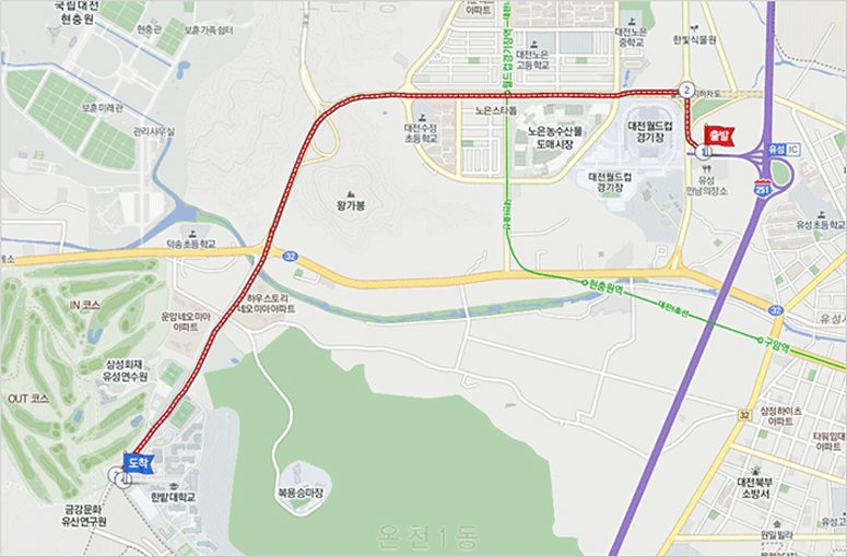 유성IC에서 오시는길입니다.